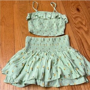 Green Floral Two-Piece Set